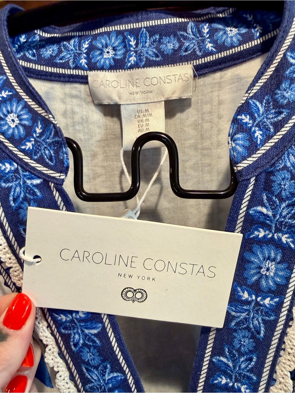 Caroline Constas linen floral tapestry button midi dress M farm rio flora - Picture 5 of 9